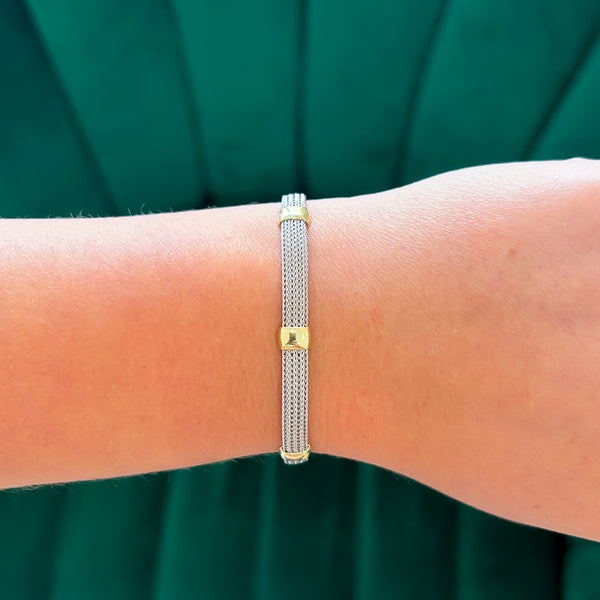 Previously Loved Two Tone Mesh Station Bracelet (Sold As Is)