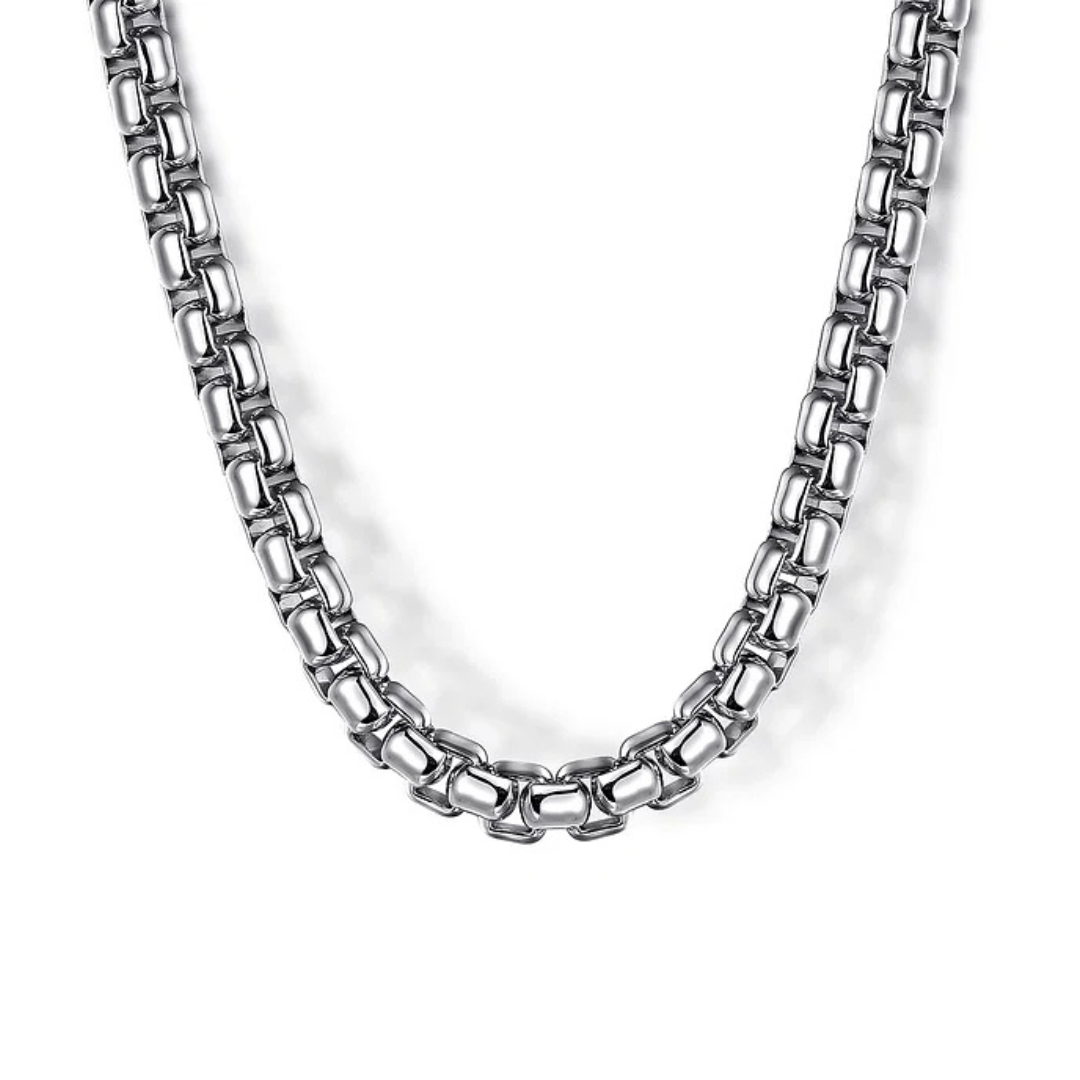 Sterling Silver Solid Box Chain Necklace, 22 Inches