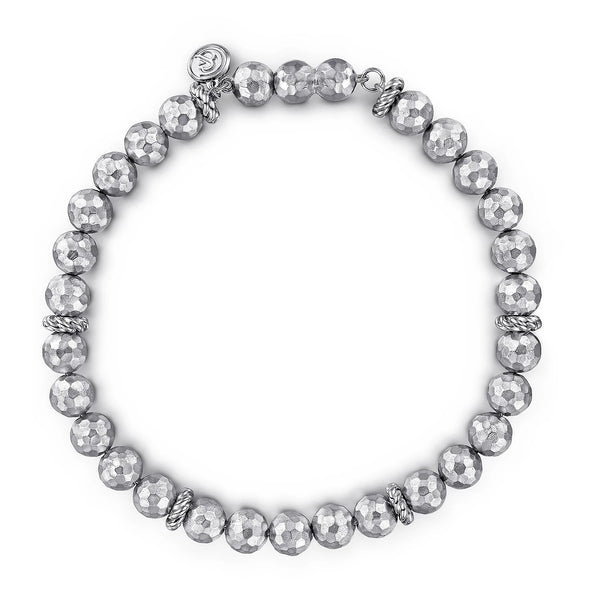Faceted Bead Men's Bracelet, 8 Inches