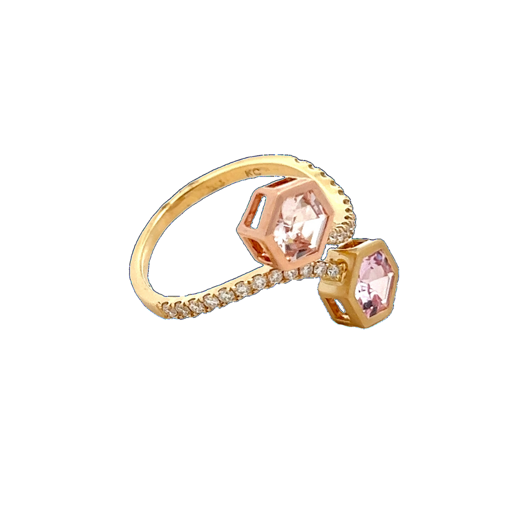 
                  
                    Hexagon Shape Pink Sapphire Two Stone Ring
                  
                