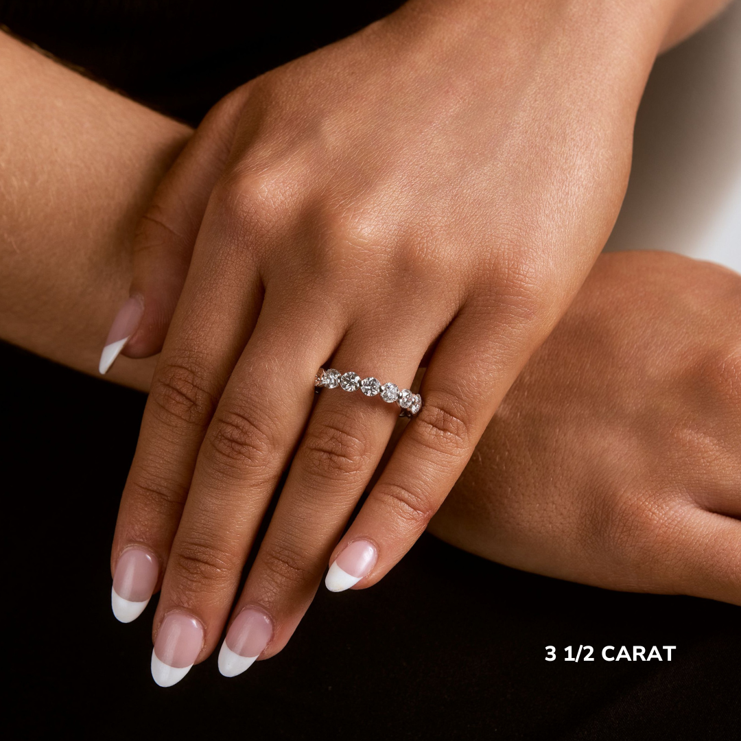 Lotus Shared Prong Diamond Eternity Band, 3.40 CTTW - Carter's Collective Fine Jewelry