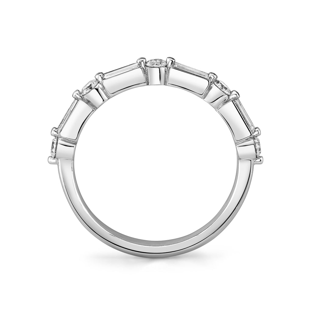 Baguette & Round Diamond Shared Prong Stackable Band, 0.60 CTTW - Carter's Collective Fine Jewelry