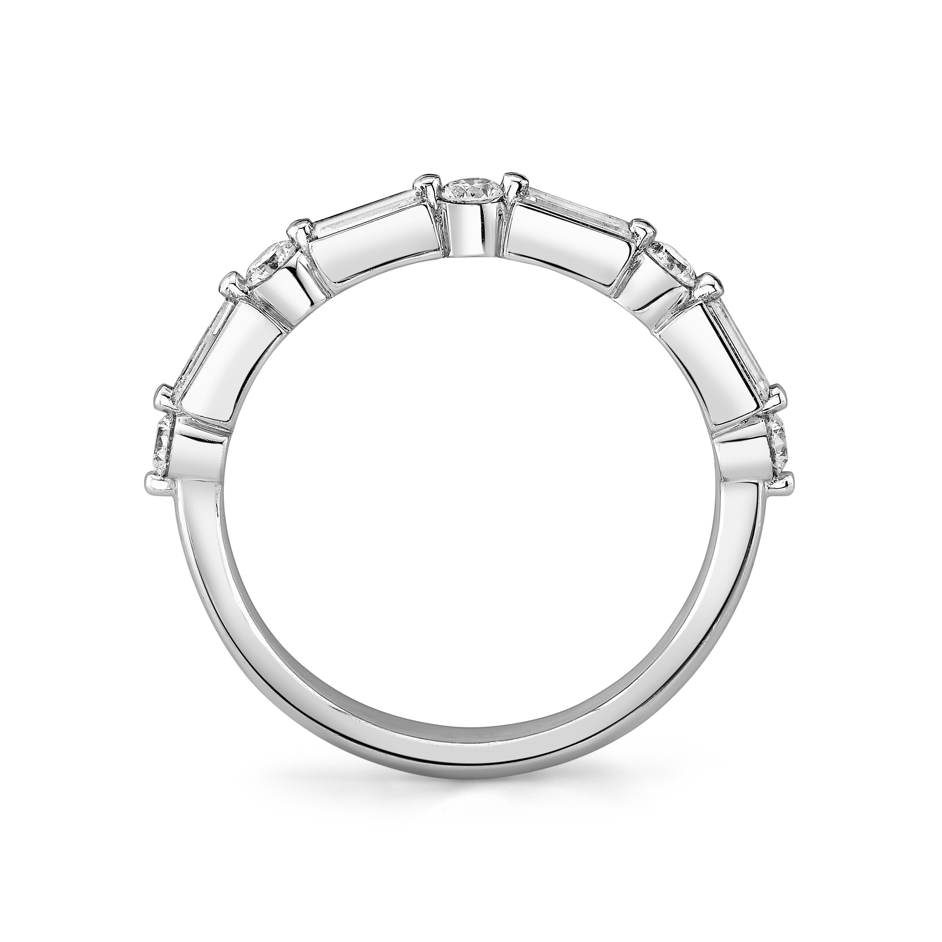 Baguette & Round Diamond Shared Prong Stackable Band, 0.60 CTTW - Carter's Collective Fine Jewelry