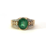 Previously Loved Emerald and Diamond Accented Half Bezel Ring (Sold As Is)