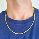 Men's 10K Yellow Gold 3.80mm Rope Chain Necklace, 22 Inches