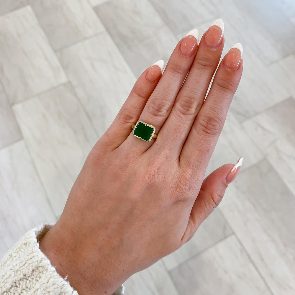 
                  
                    Emerald Cut Green Onyx Ring - Size 7
                  
                