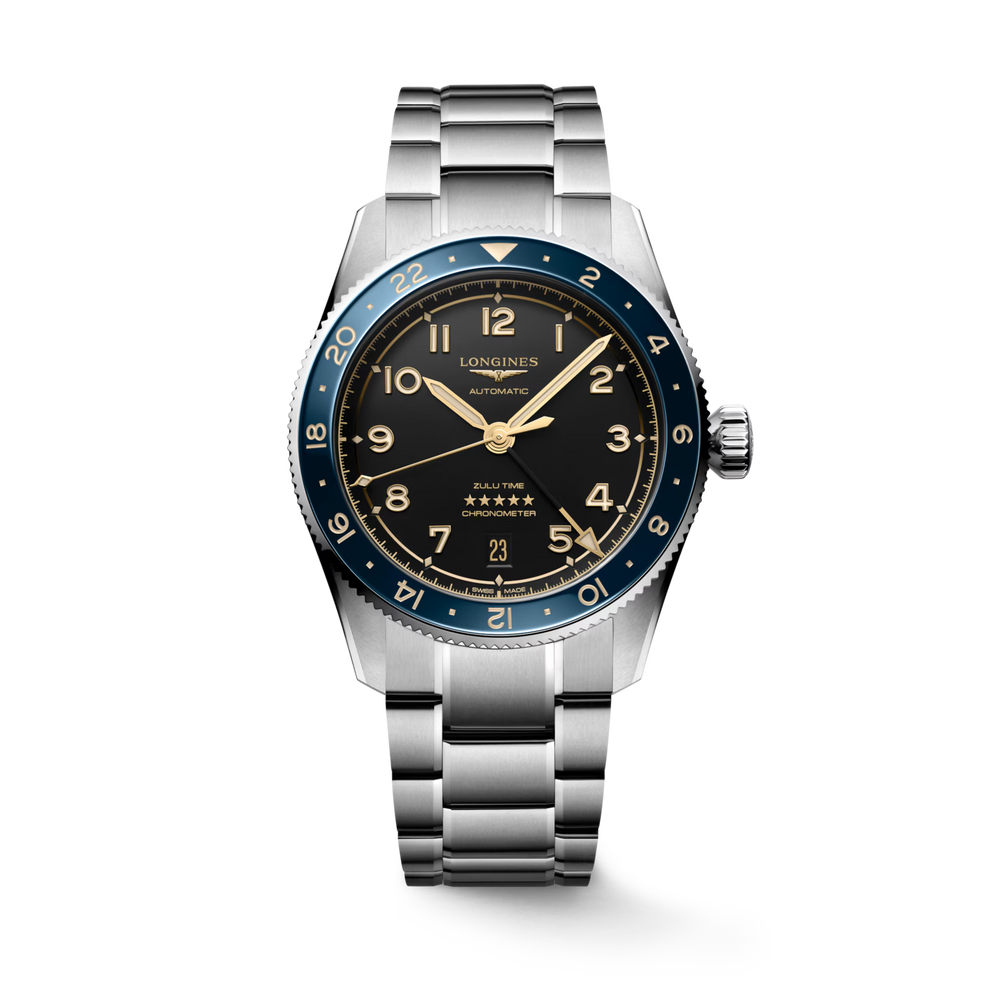 Longines "Spirit Zulu Time" Watch with Blue Ceramic Dial & Anthracite Dial, 39mm - Carter's Collective Fine Jewelry