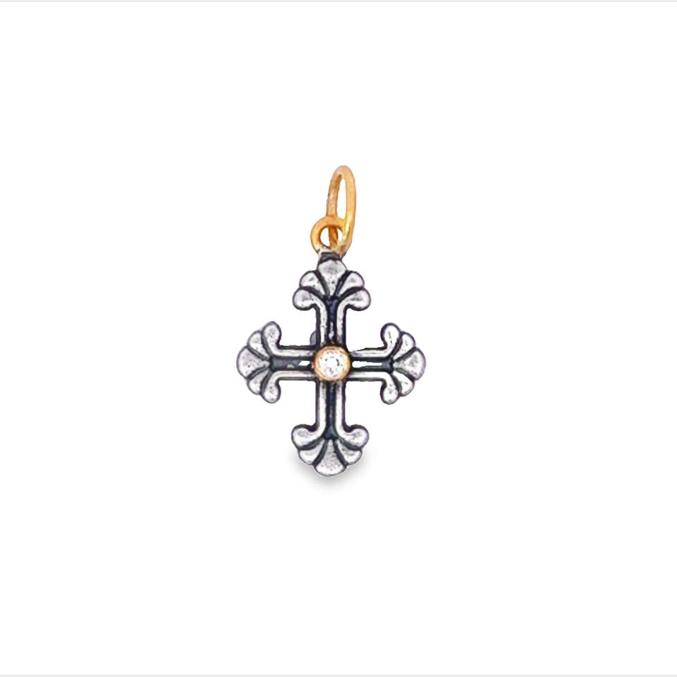 Handmade Cross with Diamond Accent Charm