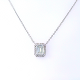 Lab Grown Emerald Cut Diamond Halo Necklace