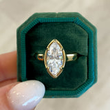 Faux Bezel Marquise Flat Band Solitaire Engagement Ring Setting (Does Not Include Center Stone)