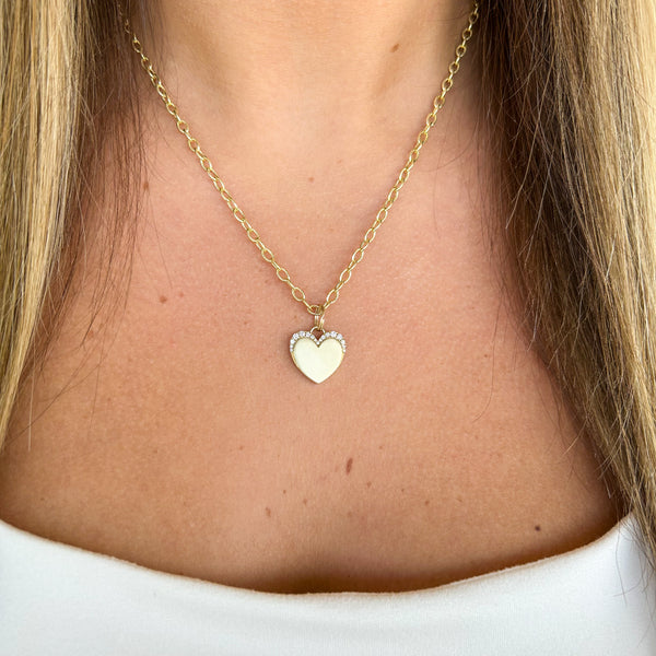 Diamond Accented Engravable Heart Necklace