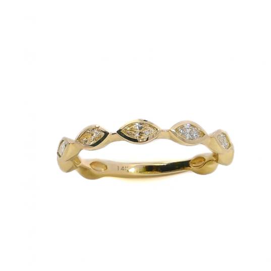 Yellow Gold Marquise Diamond Bezel Band, 0.32 CTTW - Carter's Collective Fine Jewelry