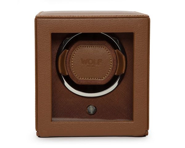 Cub Individual Watch Winder Box with Cover in Cognac