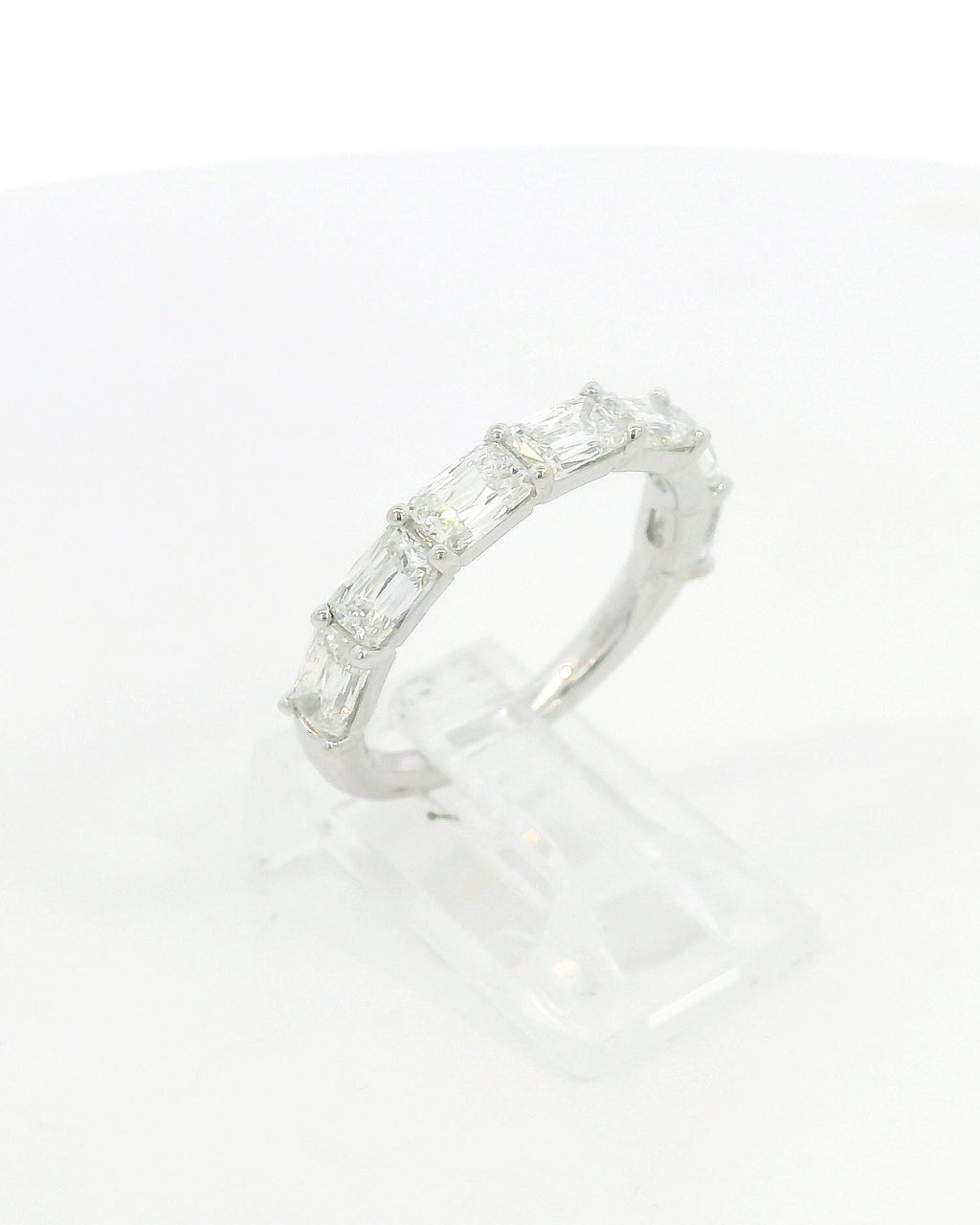 Natural Antique Cushion Diamond East to West Half Eternity Wedding Band, 2.15 CTTW