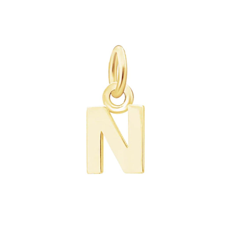 Block "N" 14 Karat Yellow Gold Initial Charm