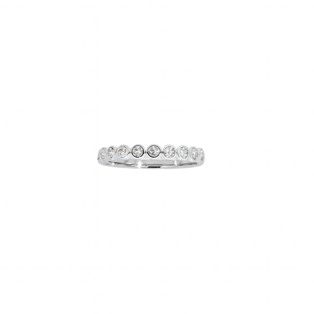 White Gold Bezel Set Diamond Wedding Band, 0.22 CTTW - Carter's Collective Fine Jewelry
