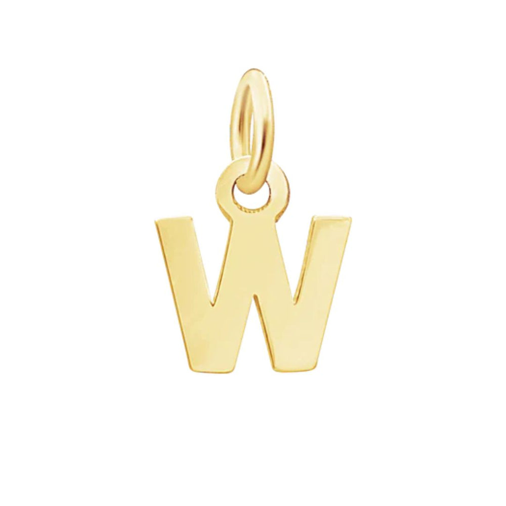 Block "W" 14 Karat Yellow Gold Initial Charm