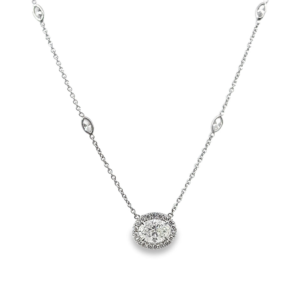 Natural Oval Diamond Pendant with Diamond Accented Chain Necklace - Carter's Collective Fine Jewelry