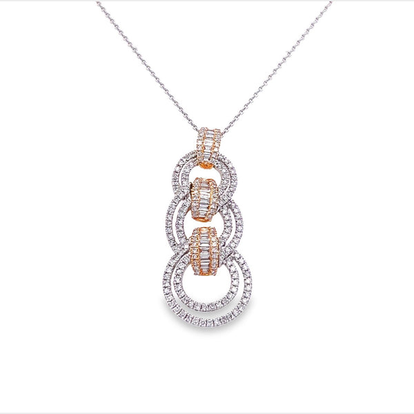 Previously Loved Two Toned Baguette and Round Diamond Necklace