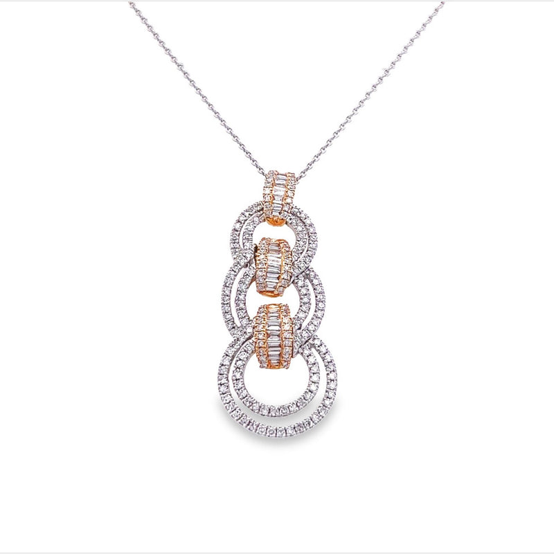 Previously Loved Two Toned Baguette and Round Diamond Necklace