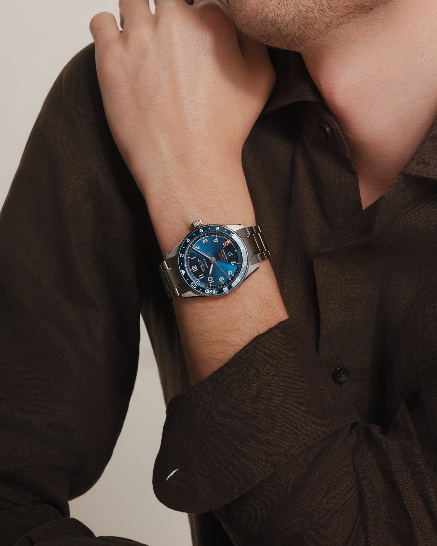 Longines "Spirit Zulu Time" Watch - Stainless Steel with Blue Ceramic Bezel & Sunray Blue Dial, 42mm - Carter's Collective Fine Jewelry