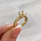 Round Double Row Diamond Band Engagement Ring Setting (Does Not Include Center Stone) - Carter's Collective Fine Jewelry