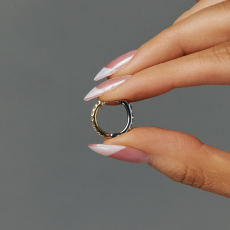 Double Duty Two Tone Diamond Huggie Hoop Earrings (Pair) - Carter's Collective Fine Jewelry