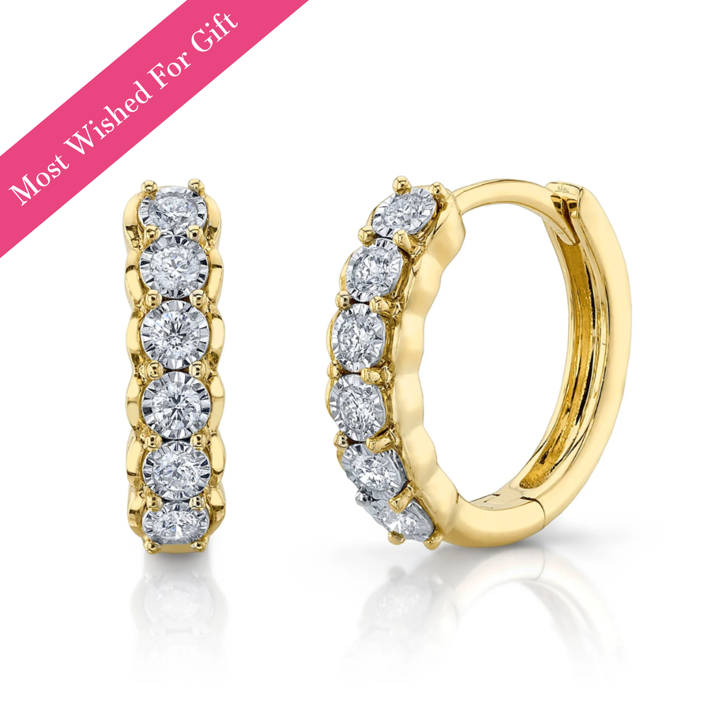 Illusion Diamond Huggie Hoop Earrings, 0.23 CTTW