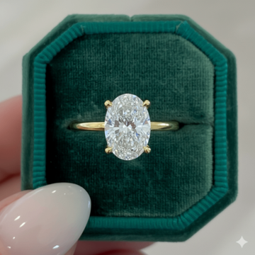 Azalea Lab Grown Oval Diamond Hidden Halo Solitaire Engagement Ring