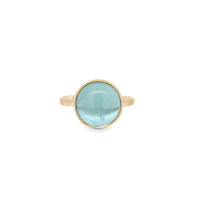 Cabachon Aquamarine Bezel Ring with Matte Finish