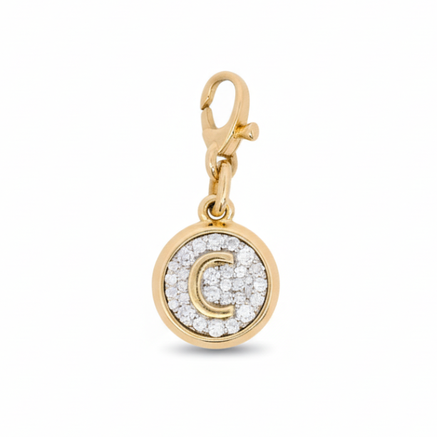 “C” Diamond Initial Charm with Lobster Clasp, 0.33 CTTW - Carter's Collective Fine Jewelry