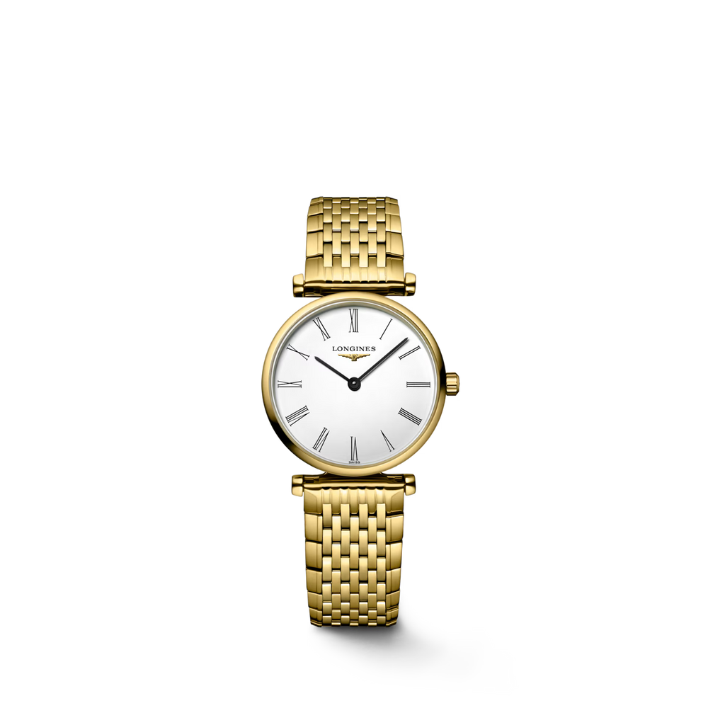 Longines "La Grande Classique de Longines" Watch with Yellow PVD Coating & White Bezel, 24mm - Carter's Collective Fine Jewelry