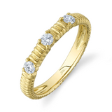 Fluted Trio Diamond Stackable Ring