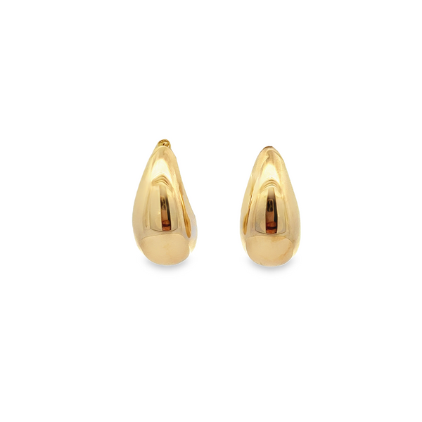 14K Yellow Gold Teardrop Dome Earrings