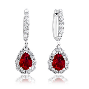 Ruby and Diamond Dangle Huggie Earrings - Carter's Collective Fine Jewelry