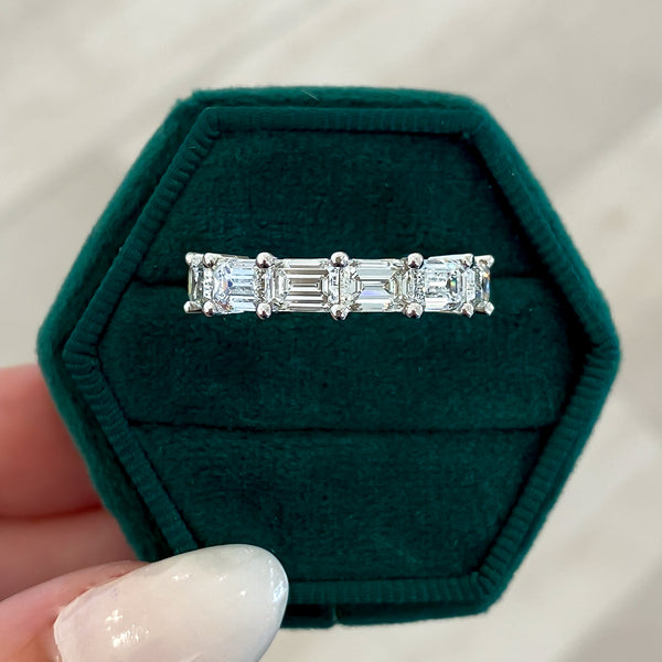 Lab Grown Emerald Cut Diamond East to West Set Eternity Band, 6.72 CTTW