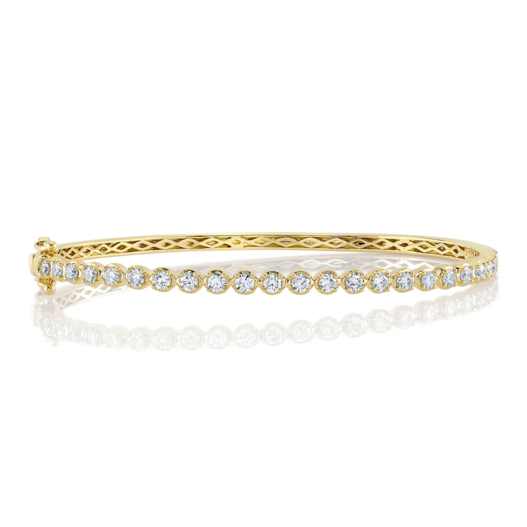 Crown Set Diamond Bangle Bracelet, 1.30 cttw