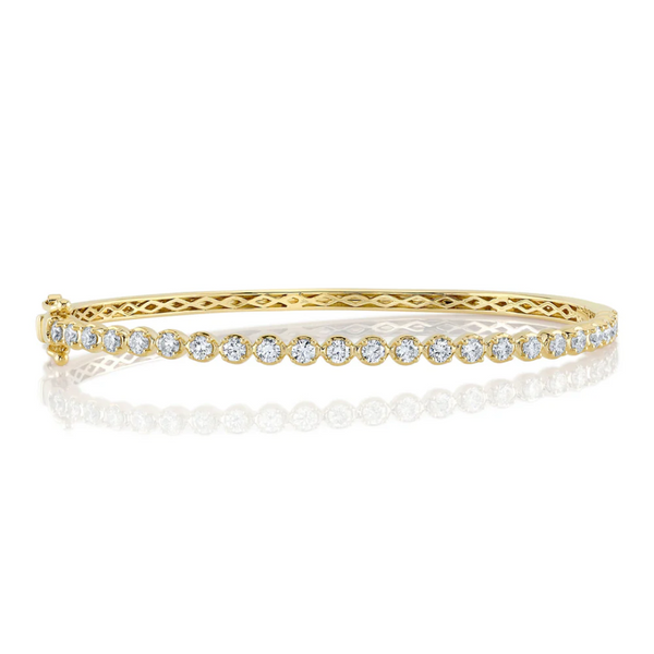 Crown Set Diamond Bangle Bracelet, 1.30 cttw
