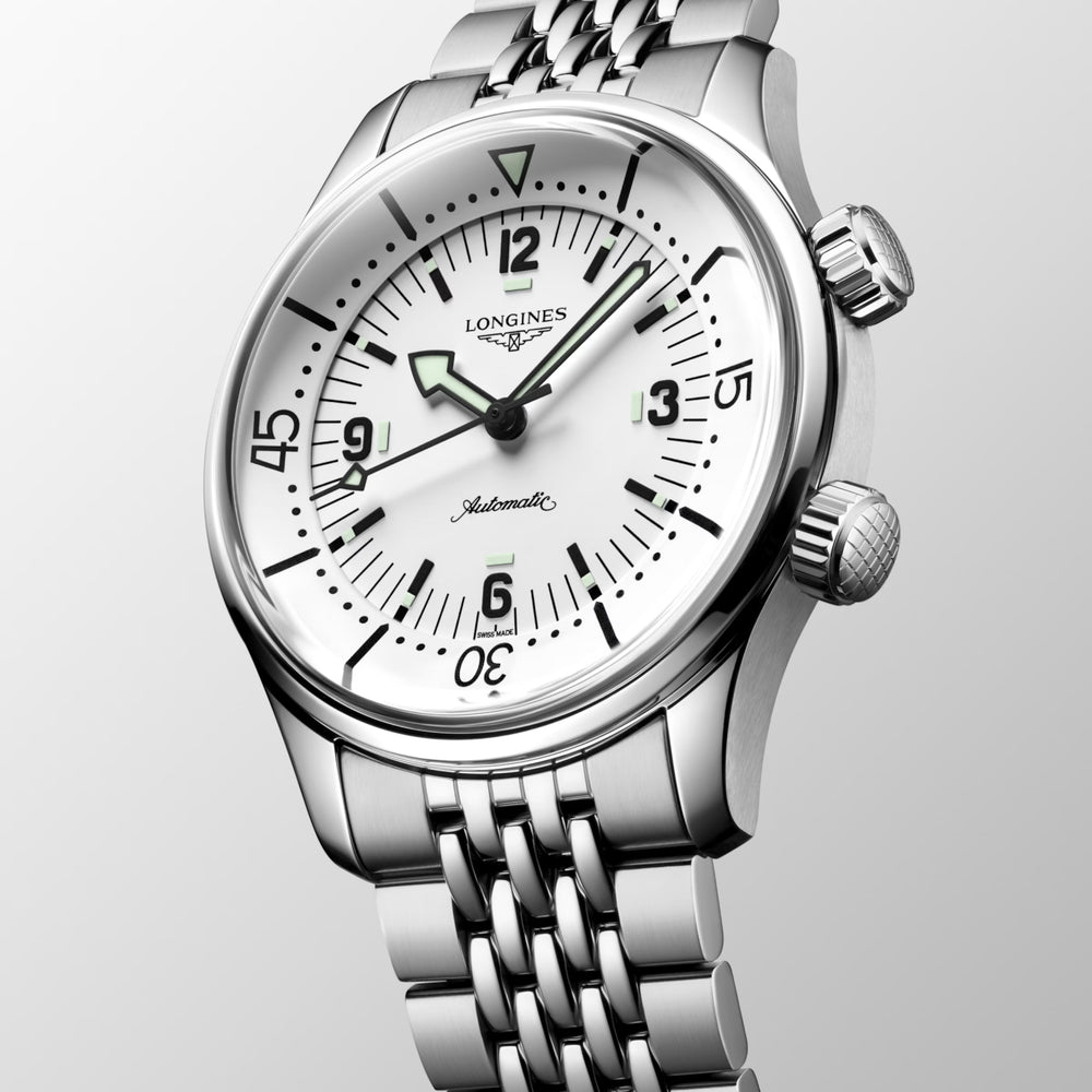 Longines "Legend Diver" Diver's Watch with White Matte Dial, 39mm - Carter's Collective Fine Jewelry