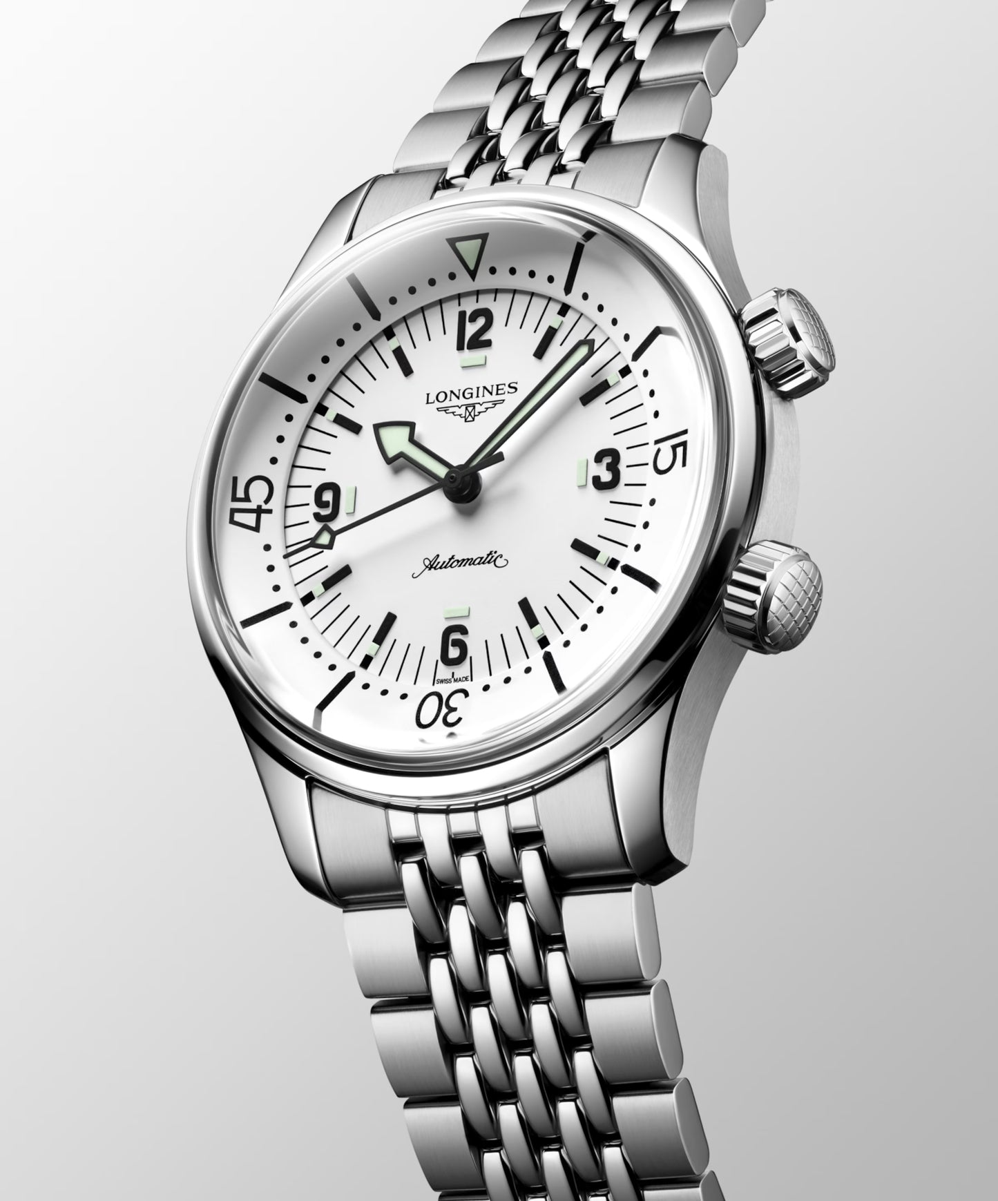 Longines "Legend Diver" Diver's Watch with White Matte Dial, 39mm - Carter's Collective Fine Jewelry