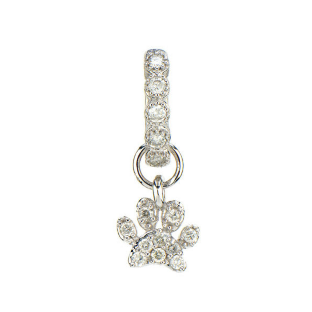 Petite Pave Diamond Paw Charm (Single)