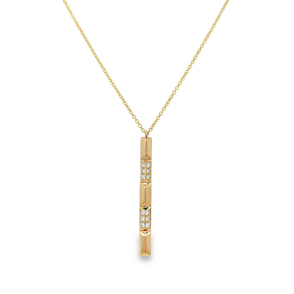 Pyramid Diamond Station Vertical Bar Necklace