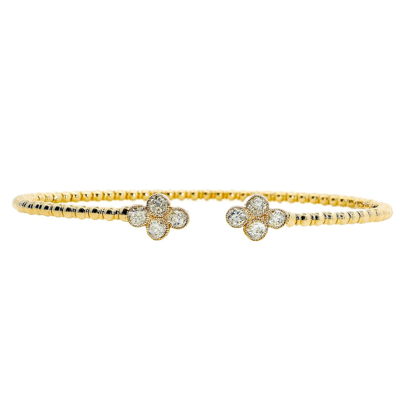 Clover Accent Beaded Open Bangle, 0.70 CTTW - Carter's Collective Fine Jewelry