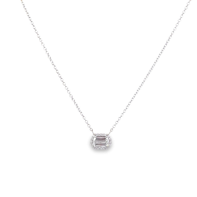 White Gold Crisscut Diamond Halo Necklace