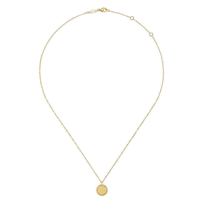 Engravable Disk with Bujukan Beaded Texture Frame Pendant, 18 Inches - Last Chance - Carter's Collective Fine Jewelry