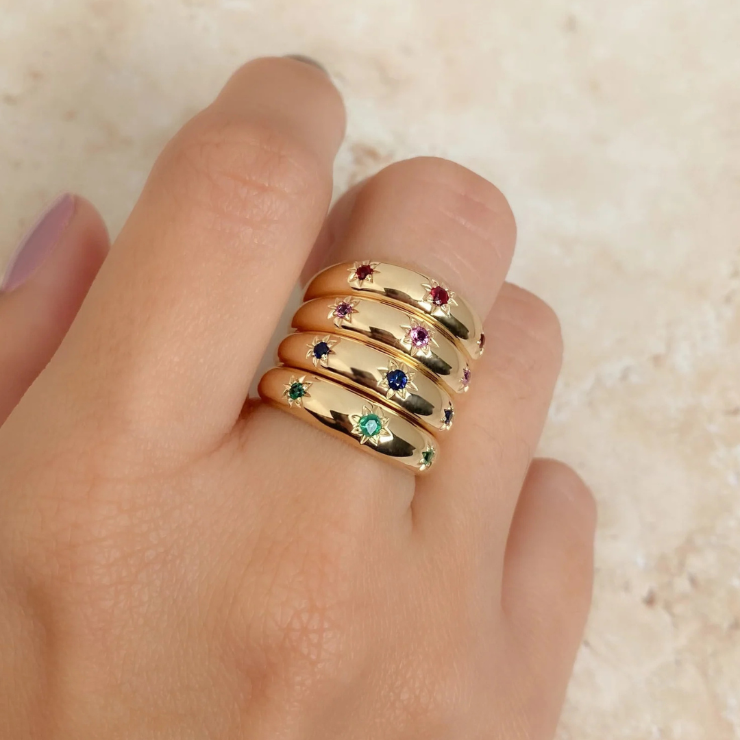 Emerald Starburst Station Ring, 0.09 CTTW - Carter's Collective Fine Jewelry