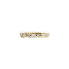 Alternating Emerald and Round Diamond Shared Prong Wedding Band, 1.01 CTTW