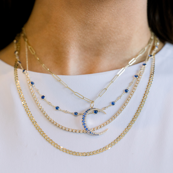 Alternating Sapphire and Diamond By The Yard Necklace