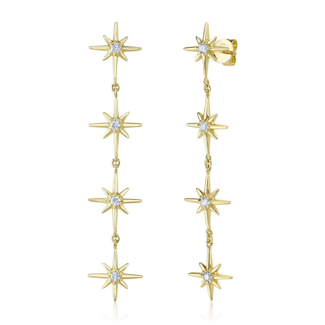 North Star Diamond Dangle Earrings