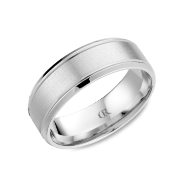 Men's Wedding Band with Sandpaper Top and High Polish Cuts, 7mm - Carter's Collective Fine Jewelry